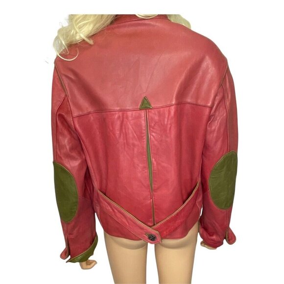 Vintage 90"s LS Sound Original Leather Jacket Rose Pink 41” Chest M/L Size 38 - Picture 4 of 12